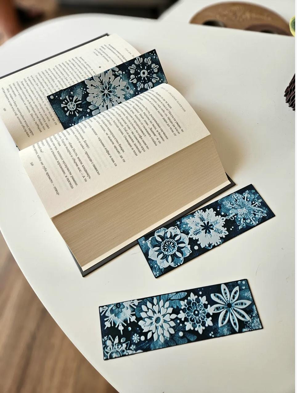 Bookmark "Snowflake Symphony" - Bookmarks, Christmas bookmarks, winter bookmarks, snowflake bookmarks
