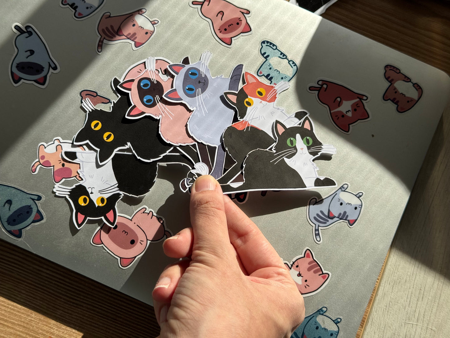 Handmade Long Hair Cat Sticker (Matte/Glossy) β Individual Selection