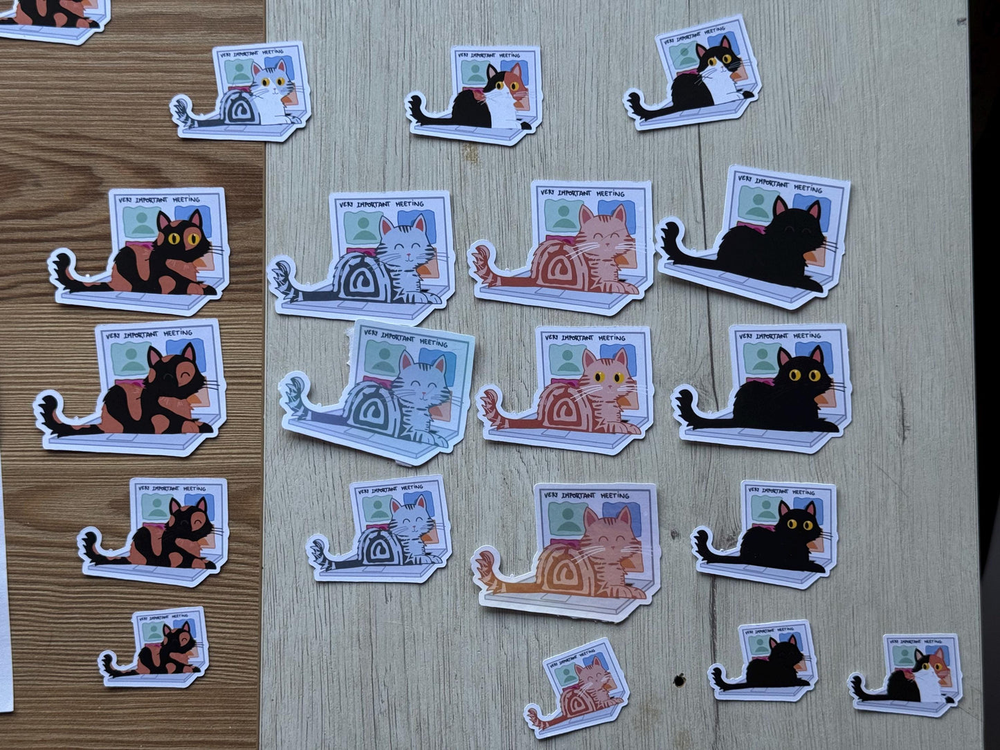 WFH Funny Cat Stickers β Hand Drawn, Custom Colors & Hair Patterns β Matte, Glossy or Holographic β Cute Gift for Cat Lovers