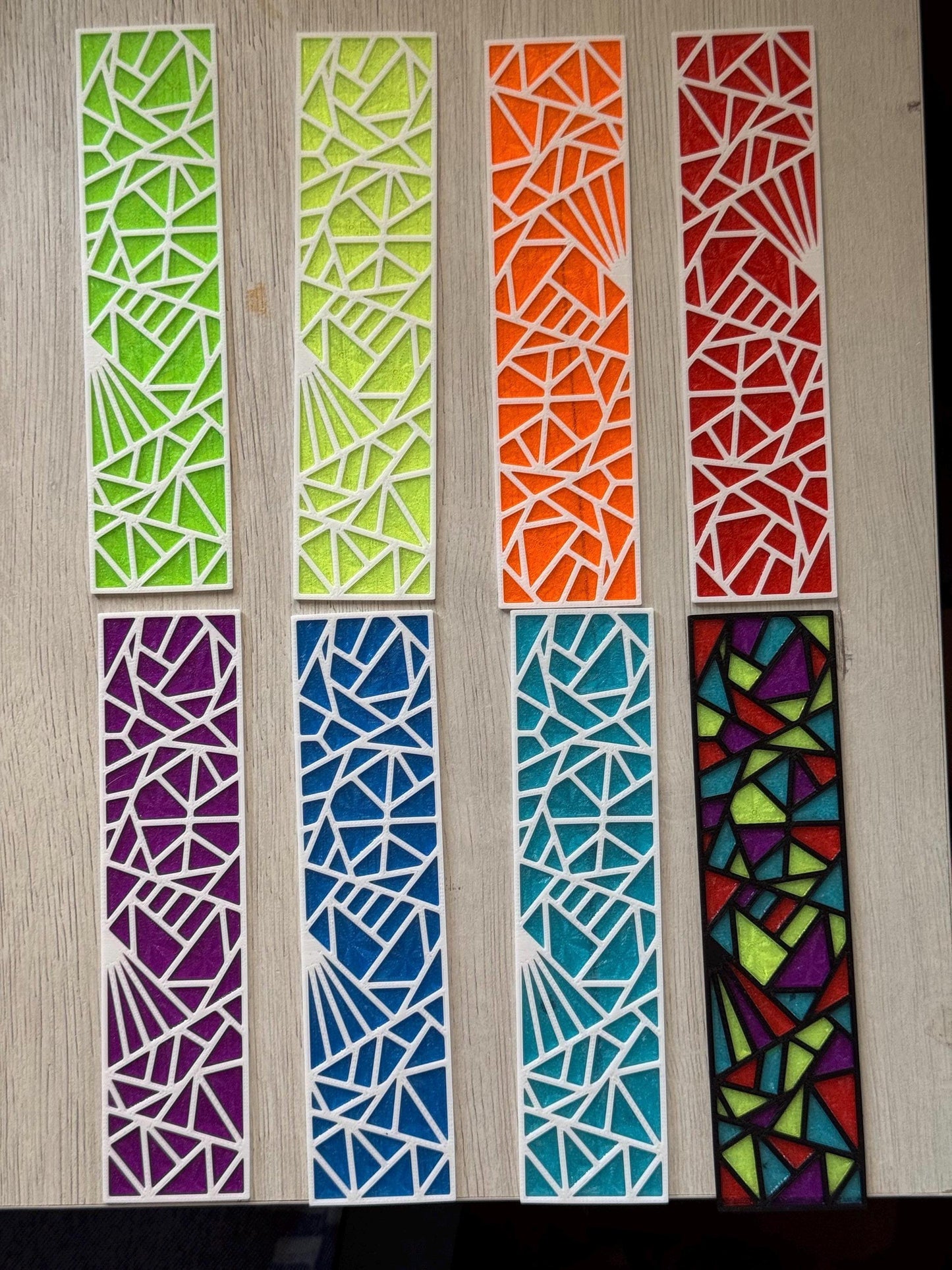 Geometric bookmark - Stained Glass Effect | Translucent Plastic Bookmark | Unique Gift for Book Lovers | Colorful Summer Reading Accessory