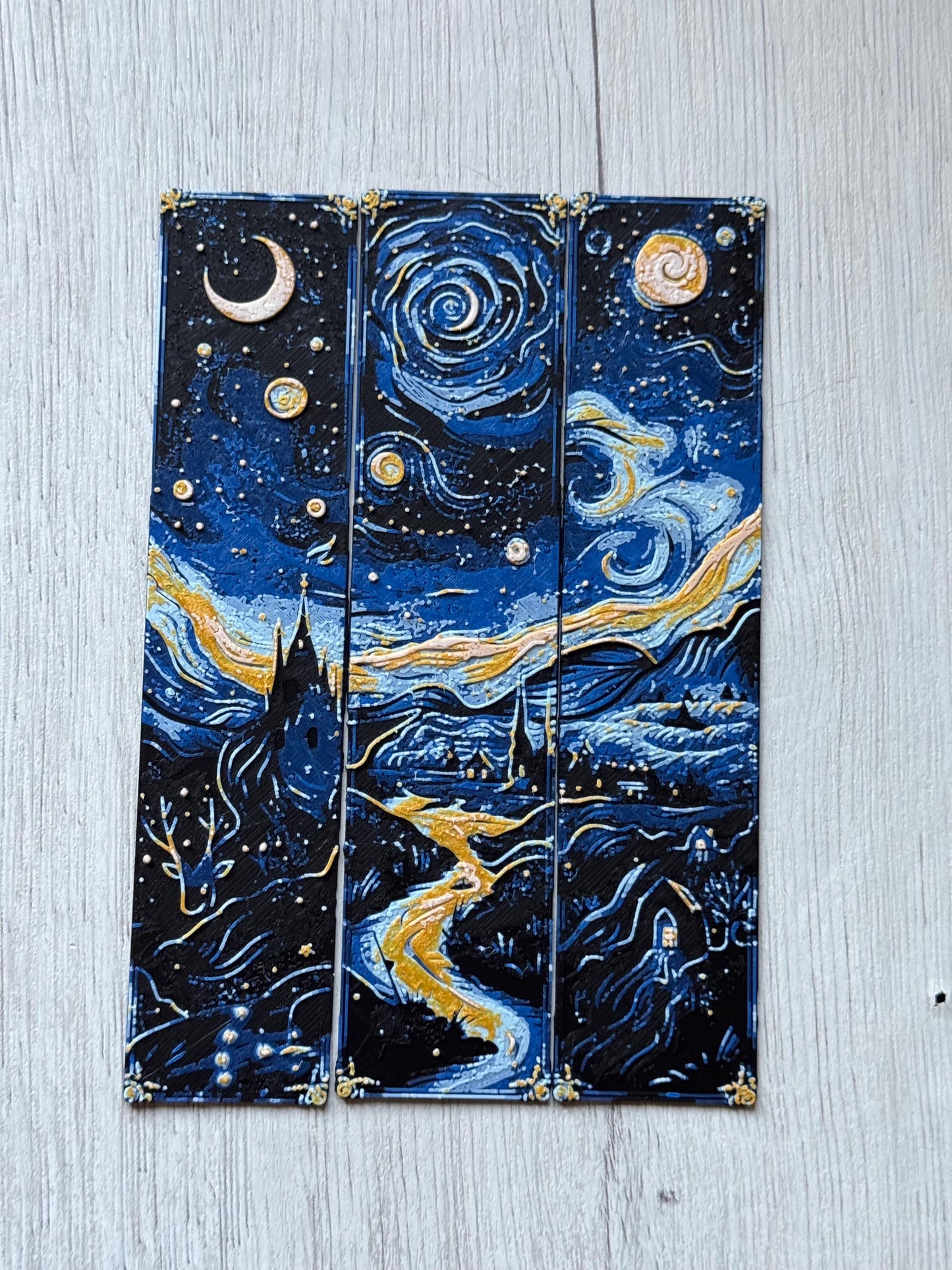 Bookmarks set - starry night, fantasy bookmark, autumn bookmark, starry night bookmark