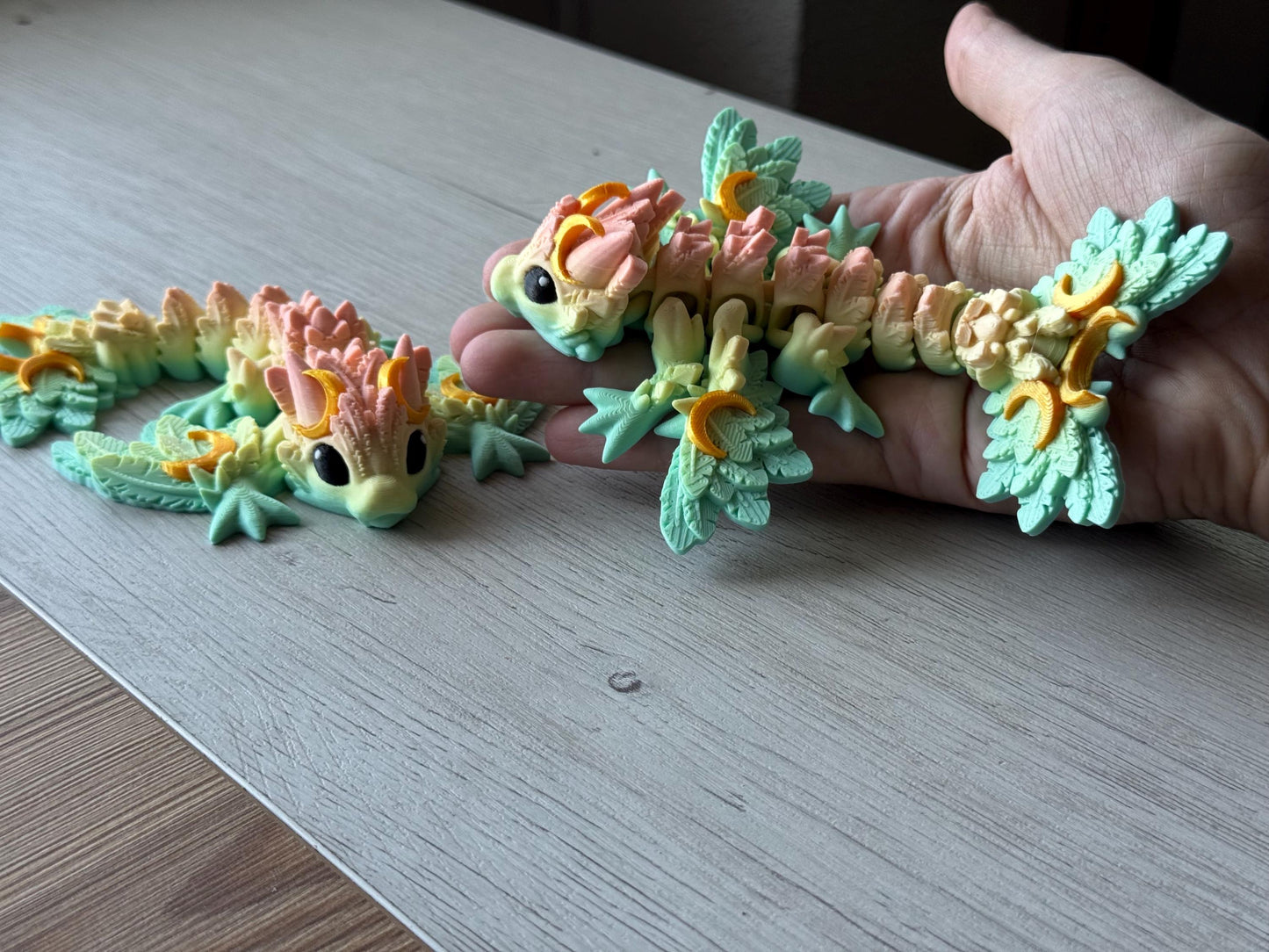 Articulated mini moon dragon - gift for dragon lovers, printed dragon, figures for desk, articulated mini wyvern
