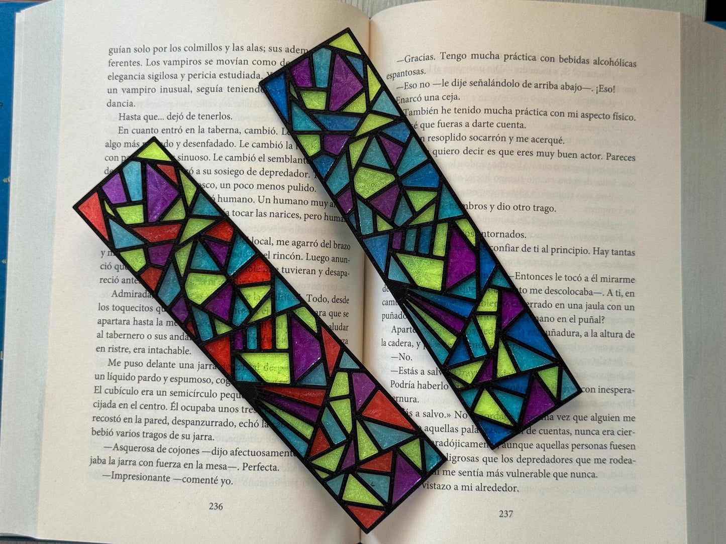 Geometric bookmark - Stained Glass Effect | Translucent Plastic Bookmark | Unique Gift for Book Lovers | Colorful Summer Reading Accessory