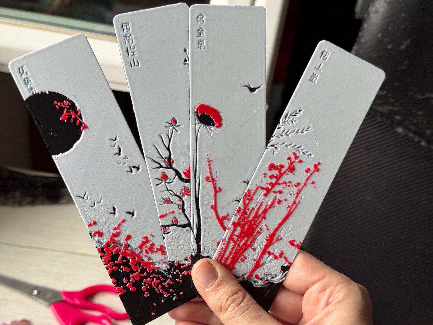Bookmark - "Red Blossom"  / fantasy bookmark / autumn bookmark