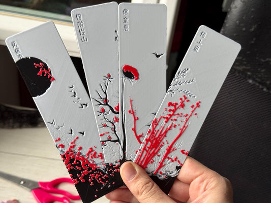 Bookmark - "Red Blossom"  / fantasy bookmark / autumn bookmark