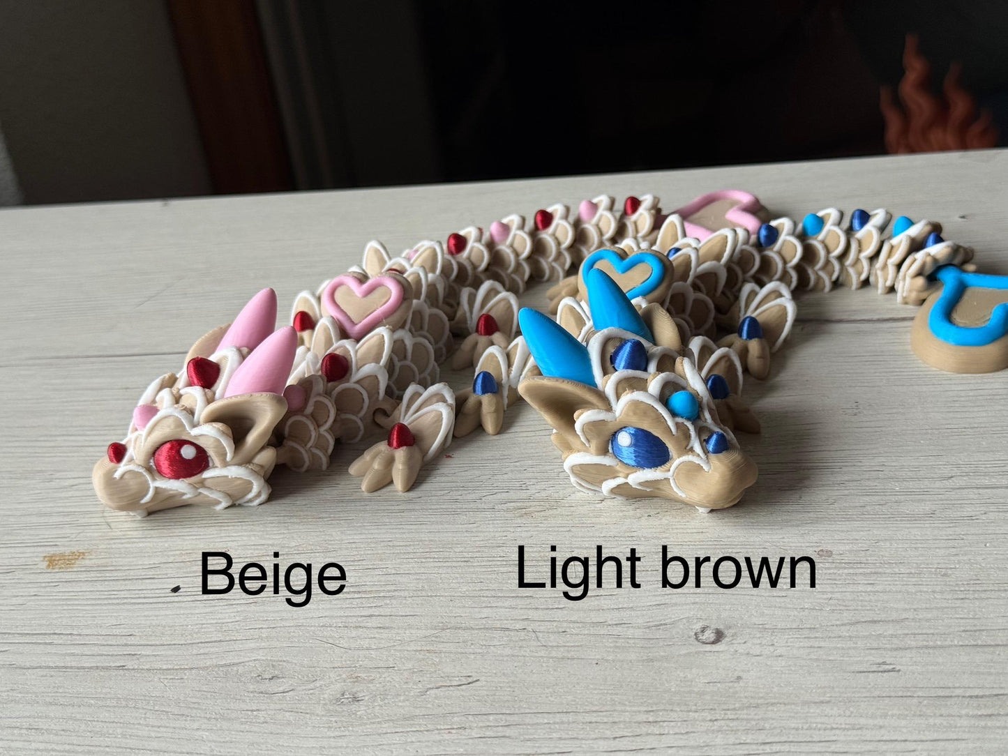 Bebé dragón de galletas corazón  articulado - regalo para amantes de los dragones, dragón impreso, figuras para escritorio, cookie figure