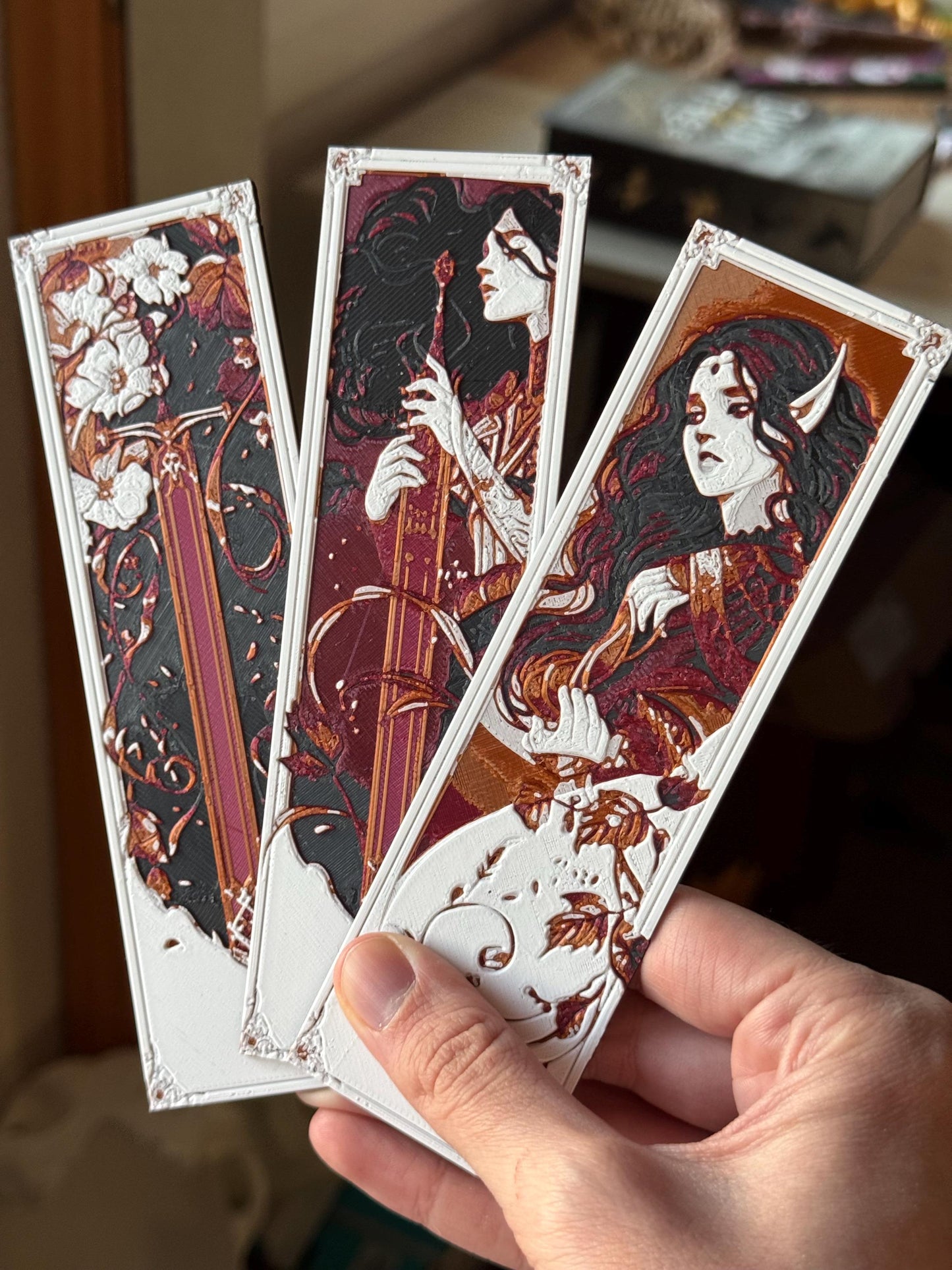 Bookmark - "Thorns and roses" / fantasy bookmark / autumn bookmark