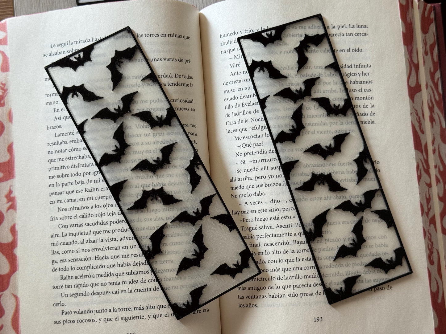 at Bookmark – Stained Glass Effect 3D Printed Bookmark | Spooky Cute Halloween Gift | Translucent PLA | Gift for Book Lovers and Readers