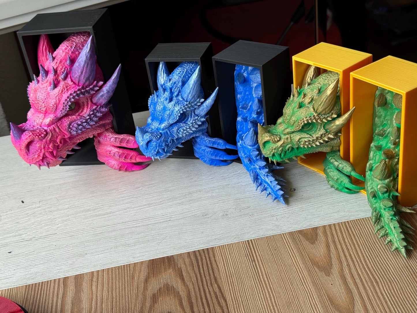 Fierce Dragon Book Nook – Hand-Painted Fantasy Decor for Bookshelves | Unique Gift for Book Lovers | Head + Tail