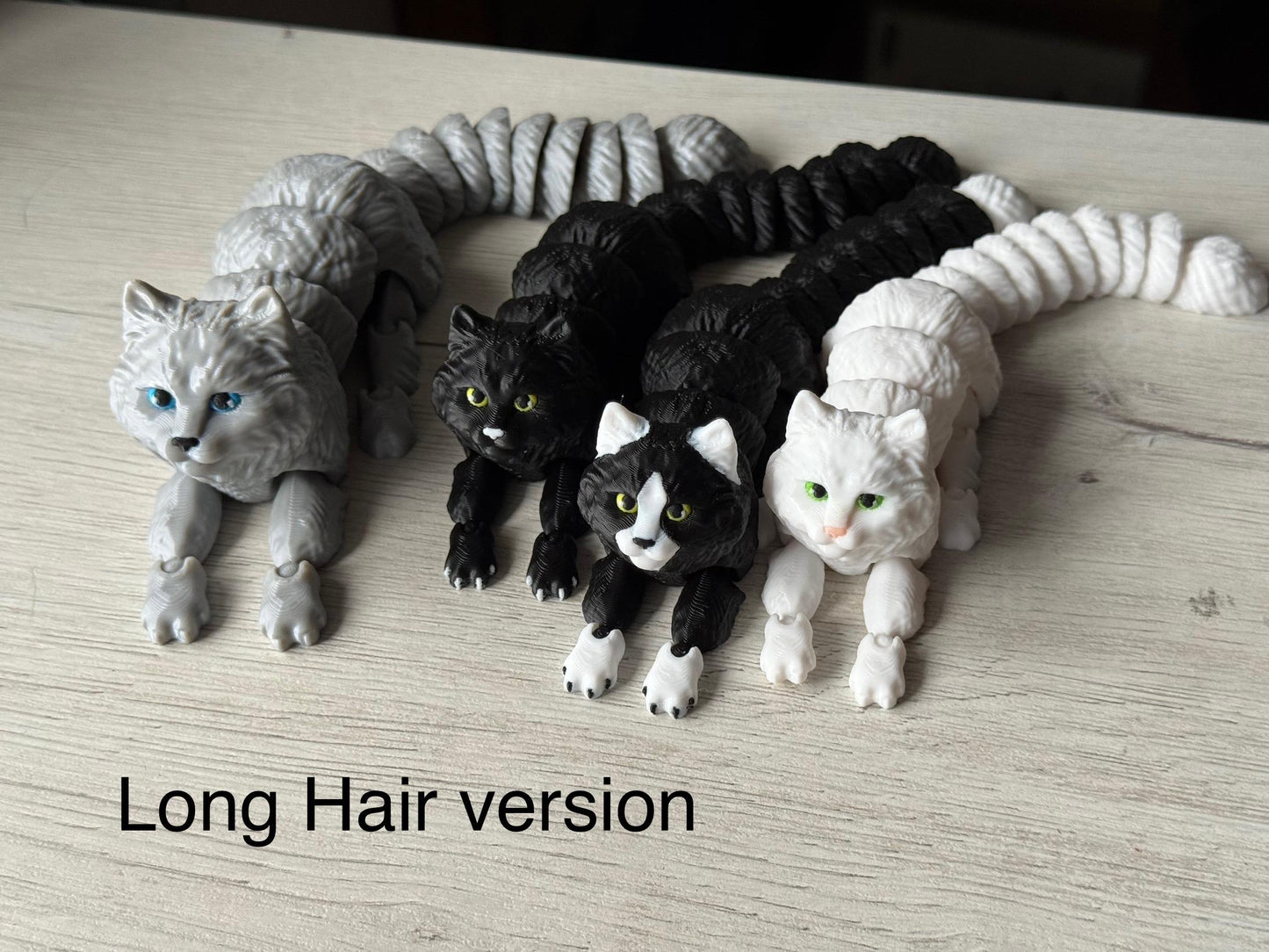 Custom Articulated Cat Figurine – 3D Printed Kitty in Calico, Tuxedo, Black, White | Pet Replica Gift for Cat Lovers