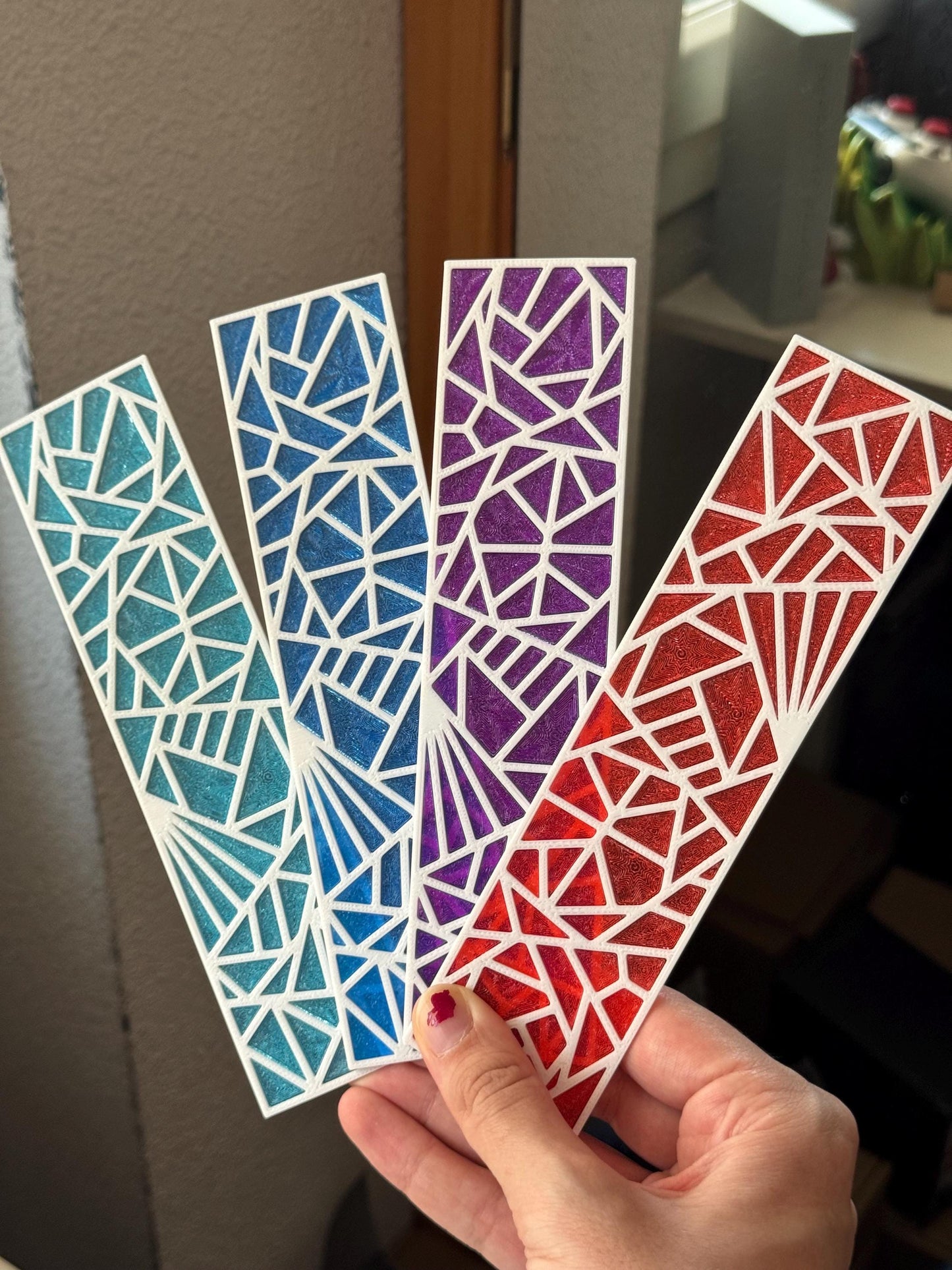 Geometric bookmark - Stained Glass Effect | Translucent Plastic Bookmark | Unique Gift for Book Lovers | Colorful Summer Reading Accessory