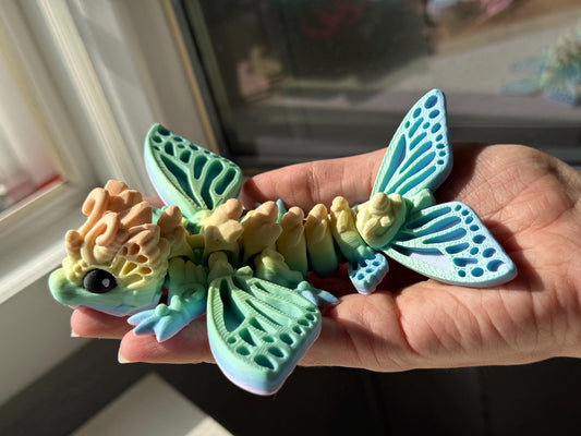 Baby dragon butterfly - gift for dragon lovers, printed dragon, figurines for desk