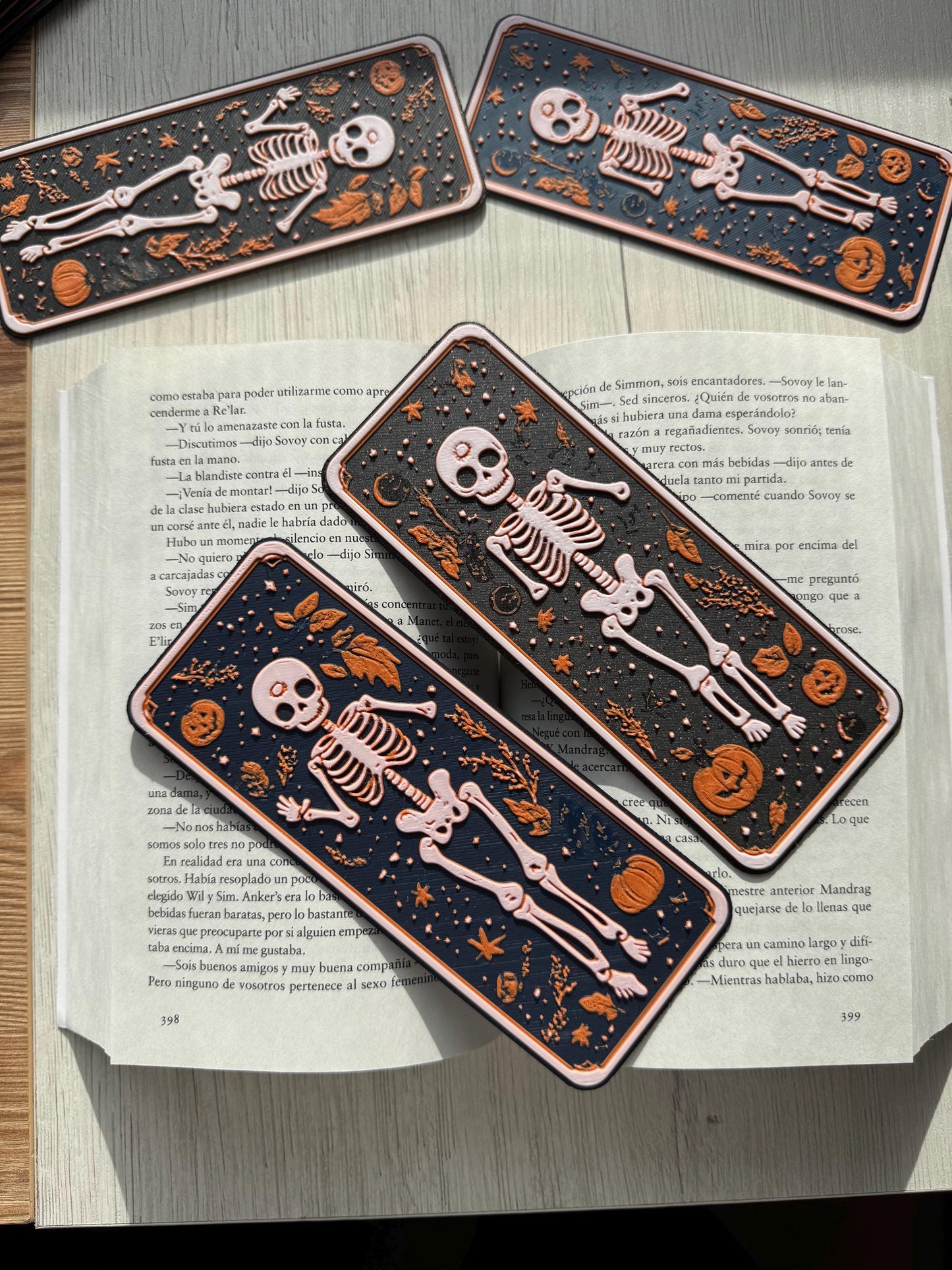 Bookmarks set - Dancing skeletons , fantasy bookmark, autumn bookmark, halloween bookmarks, kawaii