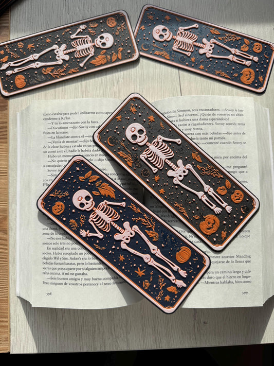 Bookmarks set - Dancing skeletons , fantasy bookmark, autumn bookmark, halloween bookmarks, kawaii