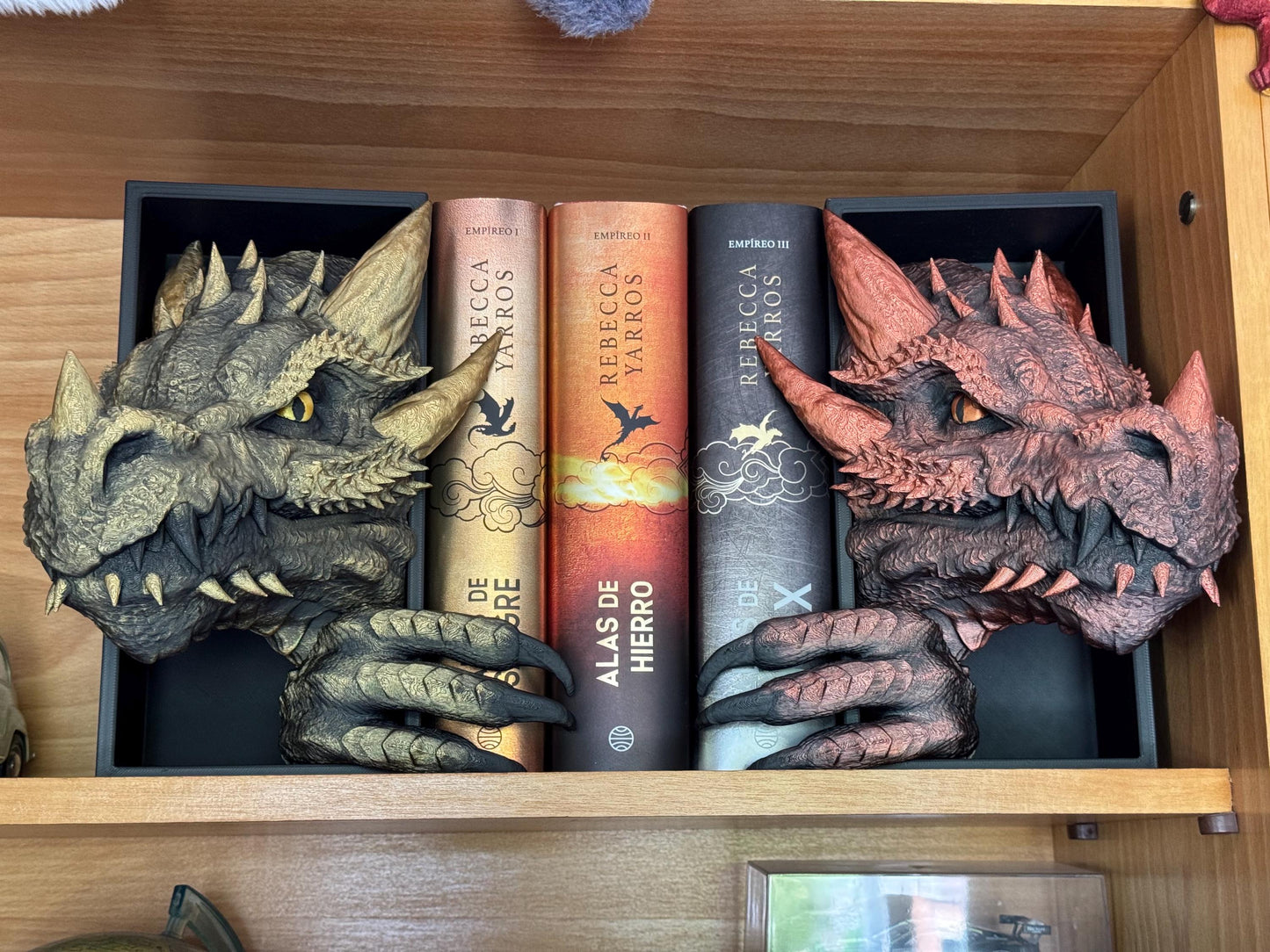 Small Dragon Book Nook – Hand-Painted Fierce Dragon Emerging | Fantasy Bookshelf Decor | Miniature Dragon Library Gift | Head + tail