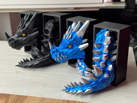 Sujetalibros de Dragón de Cristal Feroz – Decoración de fantasía para estanterías | Tamaños mediano y grande | Regalo de dragón para amantes de la lectura