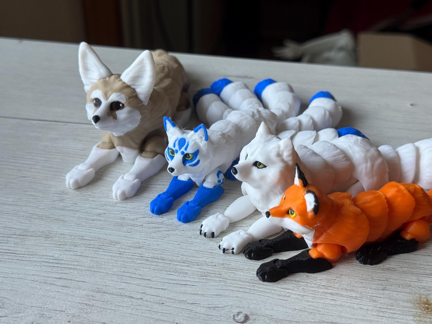 Animales flexibles - Figura articulado anti estrés / kitsune flexible / zorro ártico flexible / zorro flexible