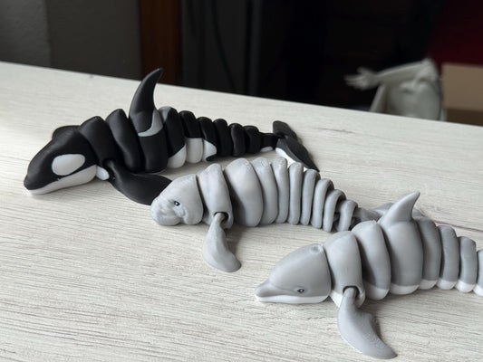 Figuras de Animales Marinos Articulados – Delfín, Orca y Manatí | Figura 3D Articulada | Regalo Original