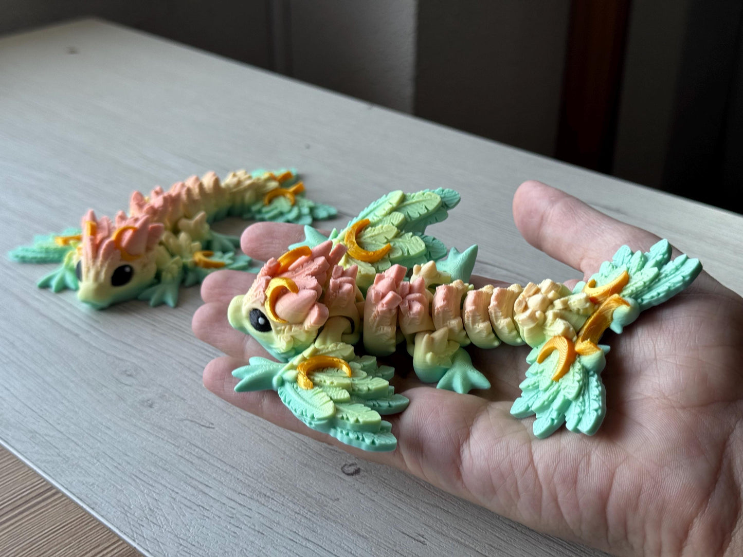 Articulated mini moon dragon - gift for dragon lovers, printed dragon, figures for desk, articulated mini wyvern