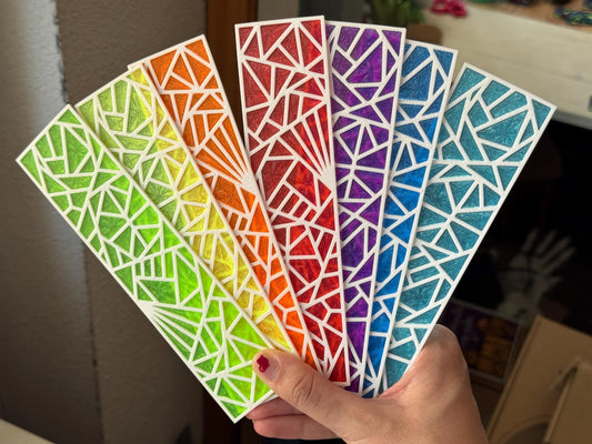 Geometric bookmark - Stained Glass Effect | Translucent Plastic Bookmark | Unique Gift for Book Lovers | Colorful Summer Reading Accessory