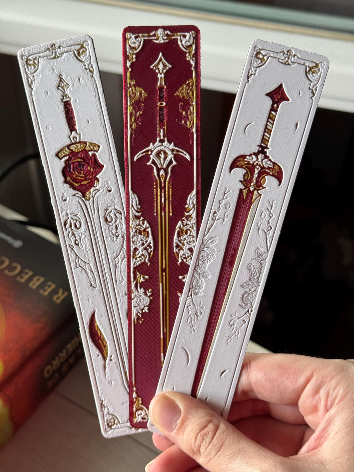 Bookmark - "Blade & Blossom" / fantasy bookmark / autumn bookmark