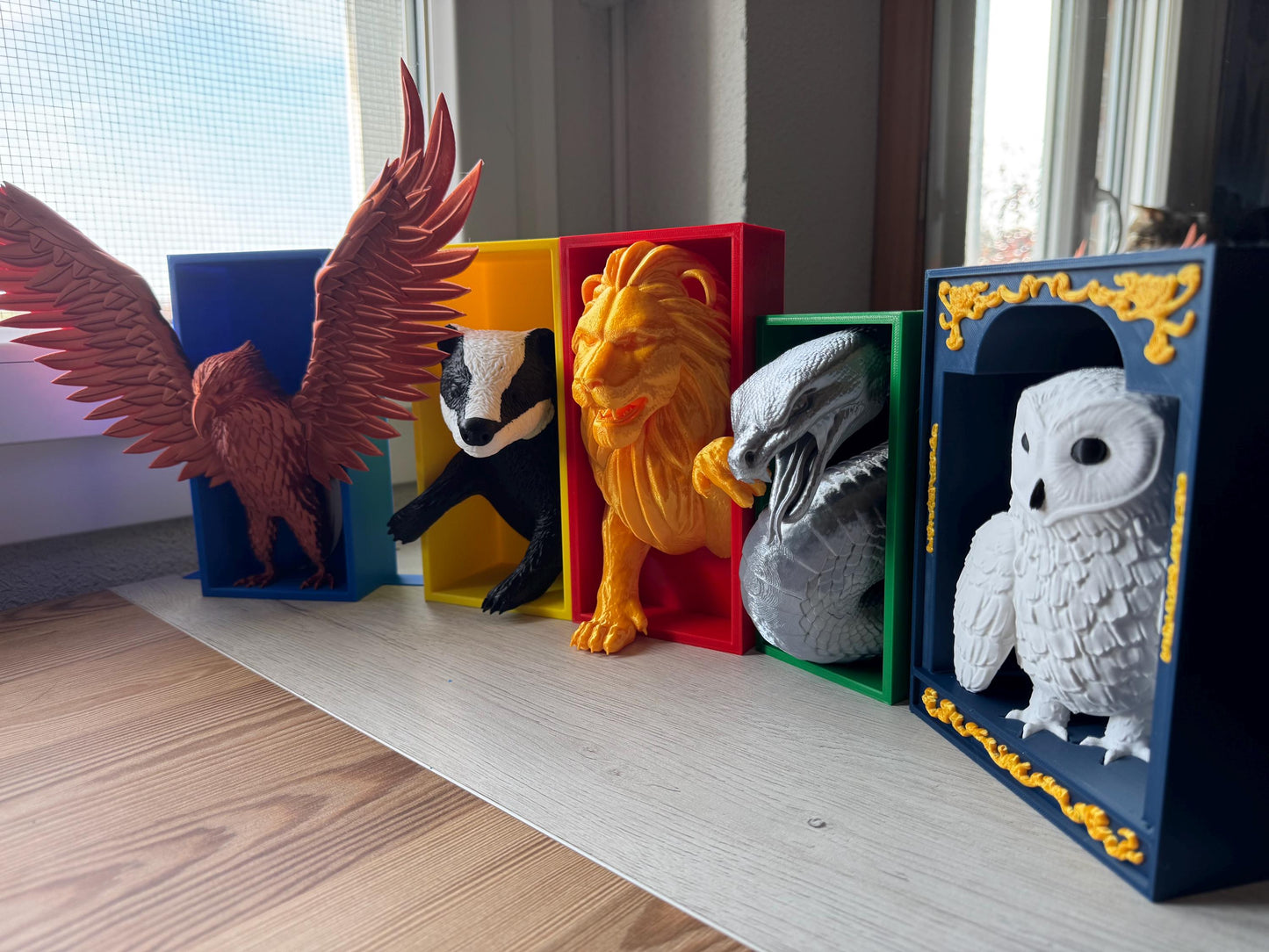 Animals emerging among books - book separator lion, book separator eagle, book separator snake, fantasy book nook, animal book nook