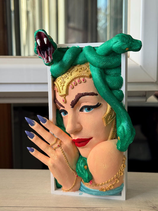 Separalibros Medusa – Decoración mitológica para estantería | Accesorio de lectura único | Amantes de los libros | decoración de terror