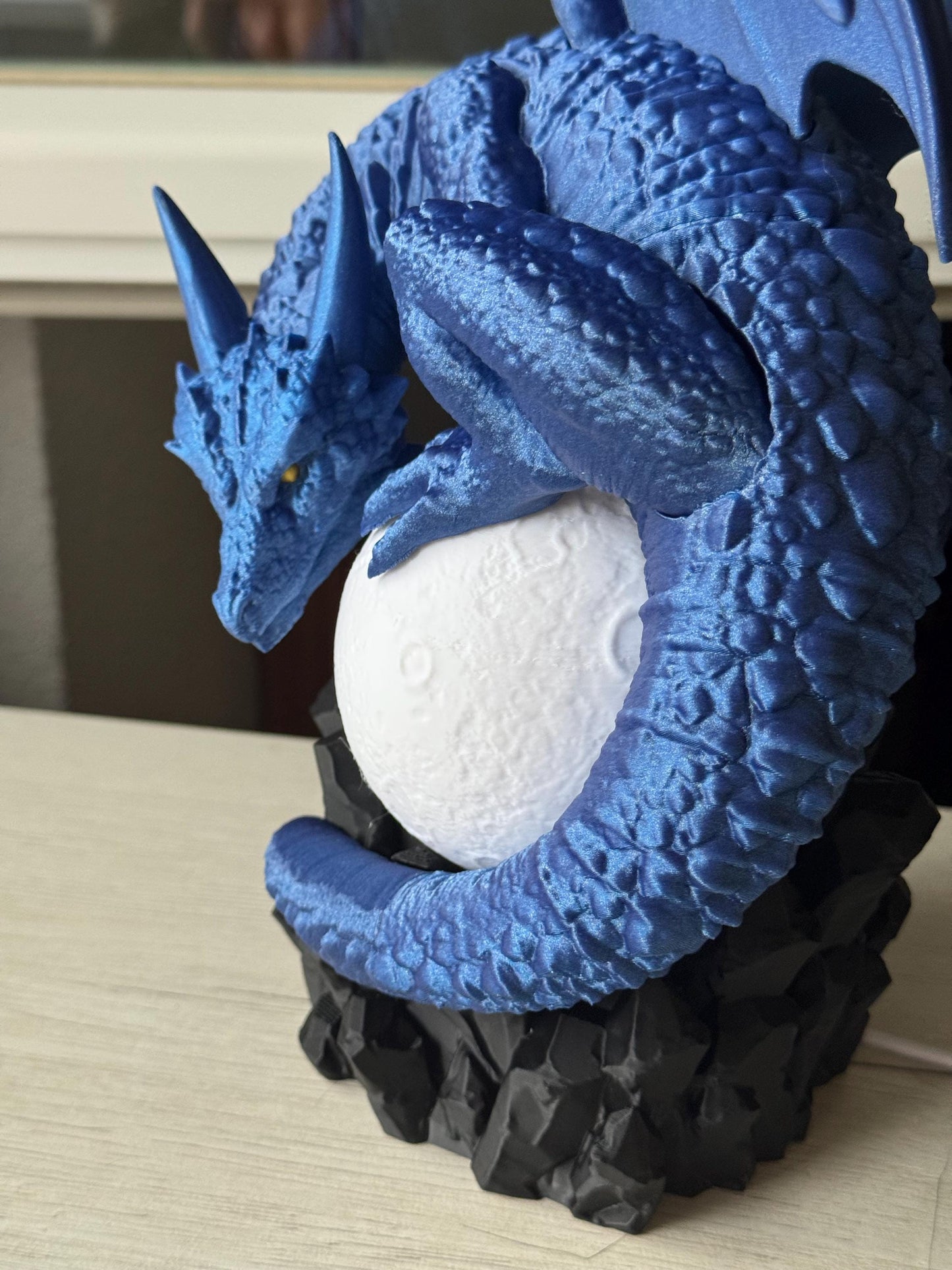 Eclipse Dragon Lamp - Dragons among books | home lighting | bookcase decoration