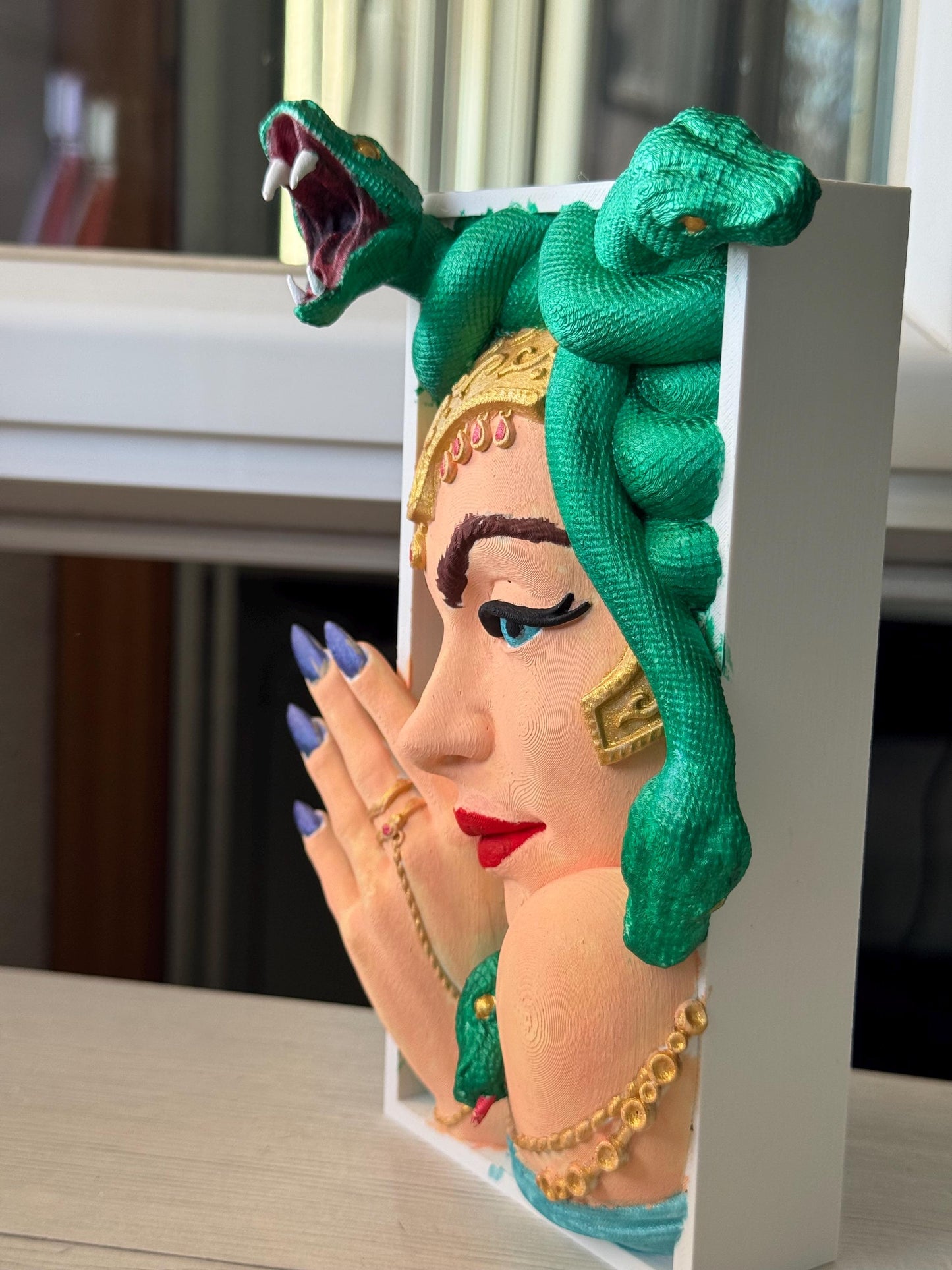 Separalibros Medusa – Decoración mitológica para estantería | Accesorio de lectura único | Amantes de los libros | decoración de terror