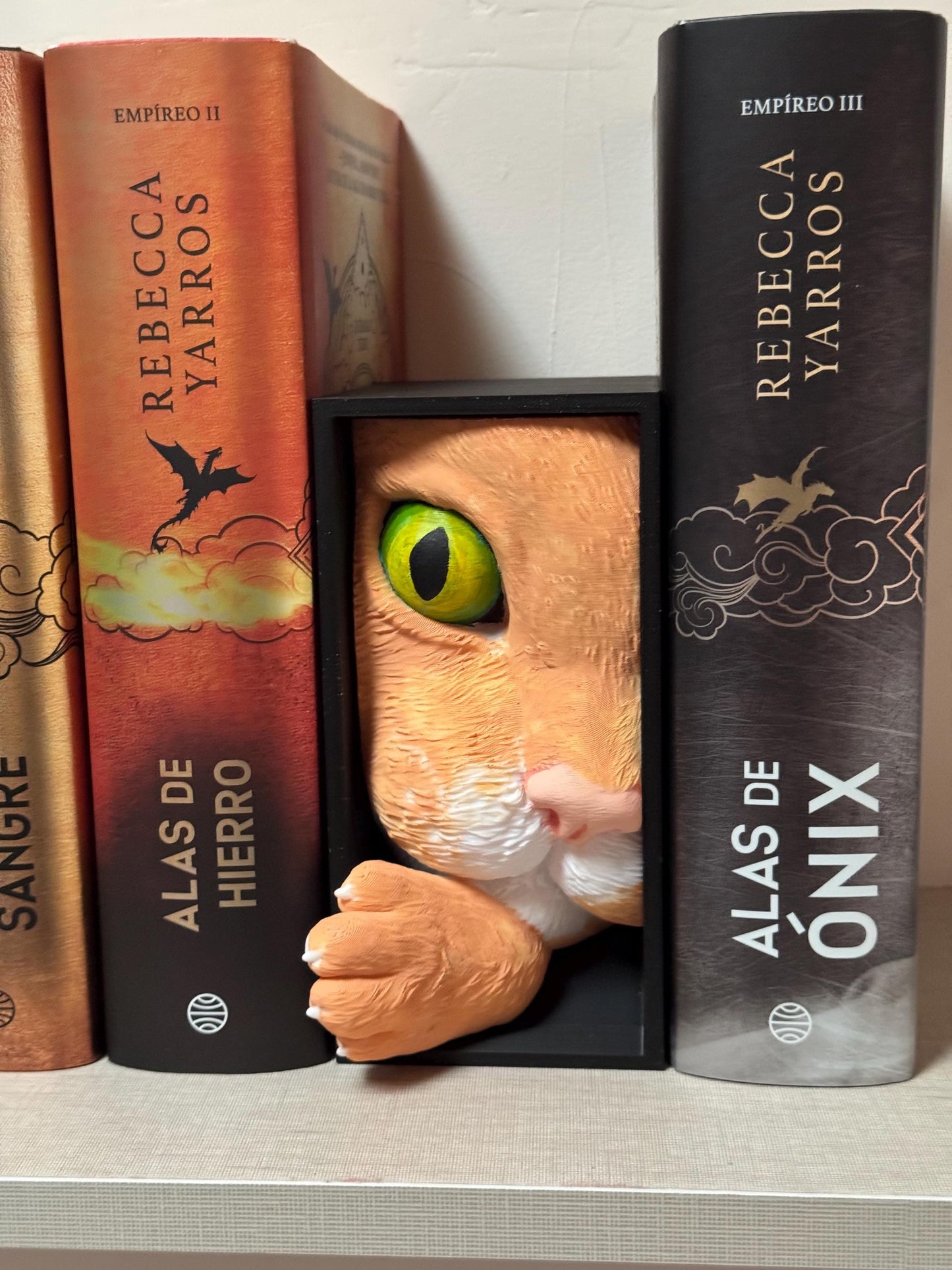 Gato Curioso Decorativo para Librería – Book Nook 3D Personalizable y Pintado a Mano – Regalo Original para Amantes de Gatos y Libros