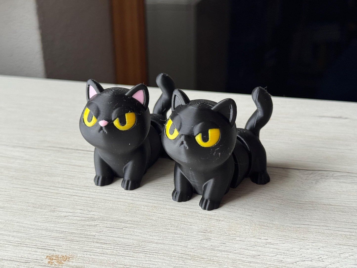 Gato articulado personalizado – Figura 3D impresa en colores Calicó, Esmoquin, Blanco, Negro | Réplica de mascota para amantes de gatos