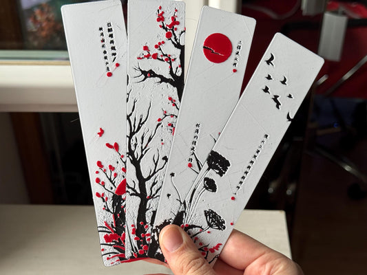 Bookmark - "Red Blossom" v2 / fantasy bookmark / autumn bookmark