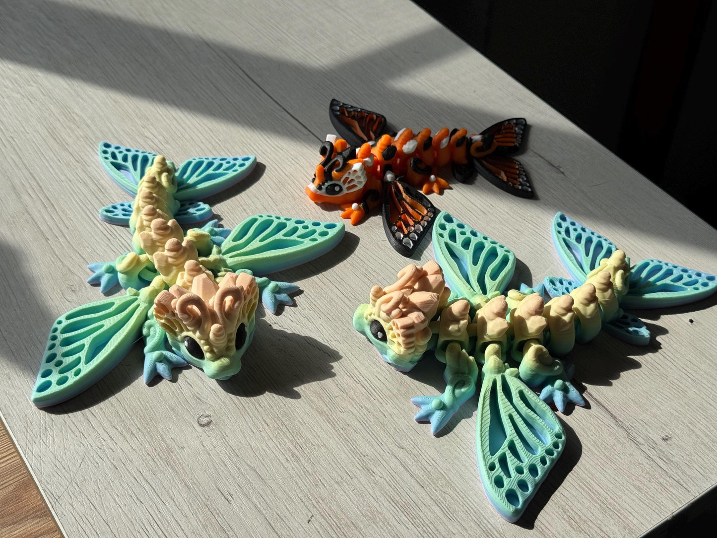 Baby dragon butterfly - gift for dragon lovers, printed dragon, figurines for desk