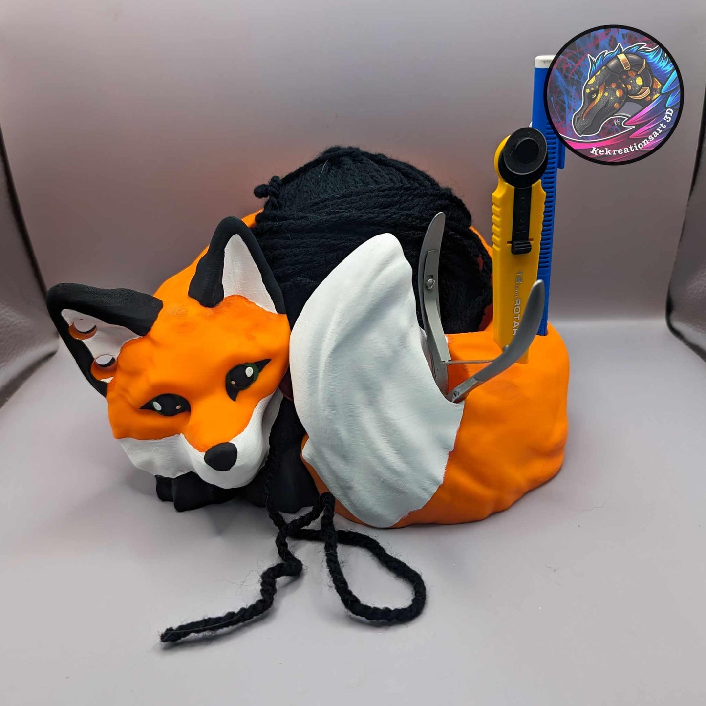 Adorable fox shaped wool bowl, wool holder, holder for storing crochet hooks, knitting needles and more