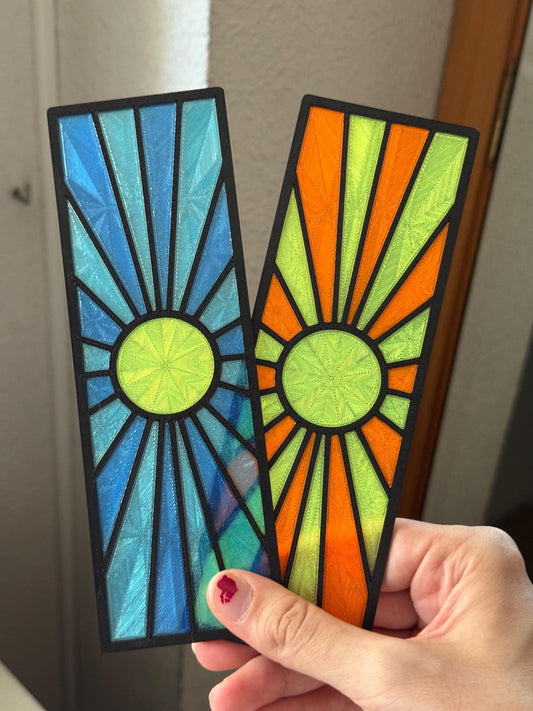 Sun bookmark - Stained Glass Effect | Translucent Plastic Bookmark | Unique Gift for Book Lovers | Colorful Summer Reading Accessory