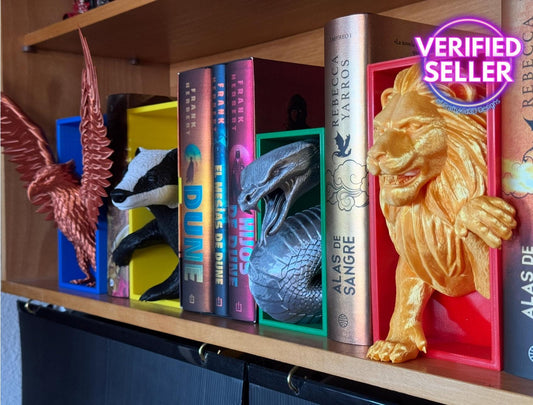 Animals emerging among books - book separator lion, book separator eagle, book separator snake, fantasy book nook, animal book nook