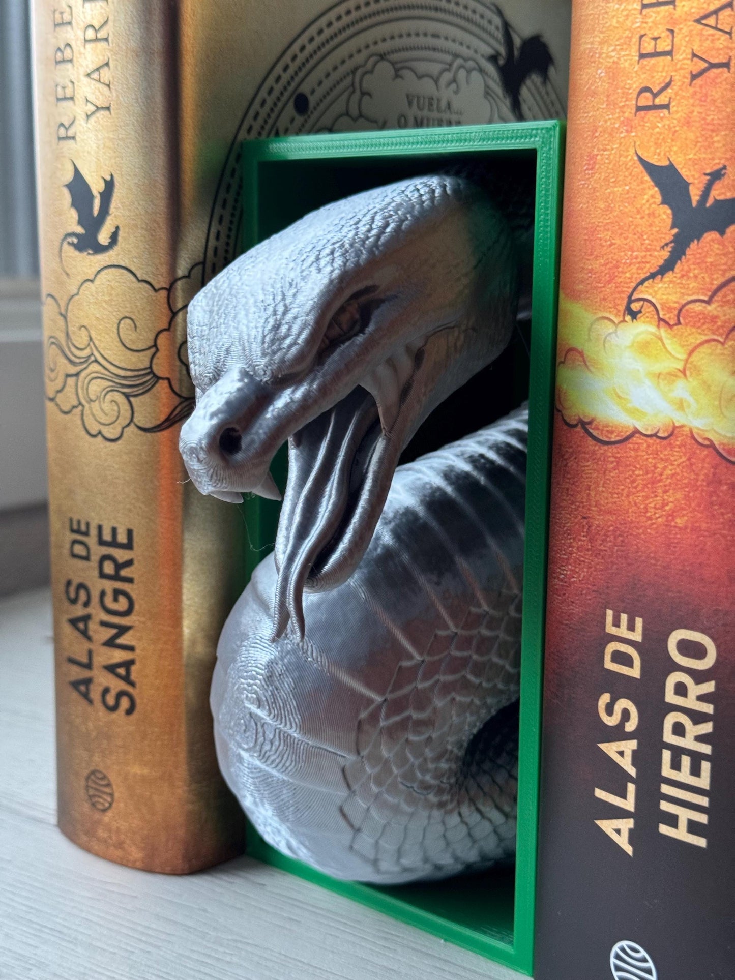 Animals emerging among books - book separator lion, book separator eagle, book separator snake, fantasy book nook, animal book nook