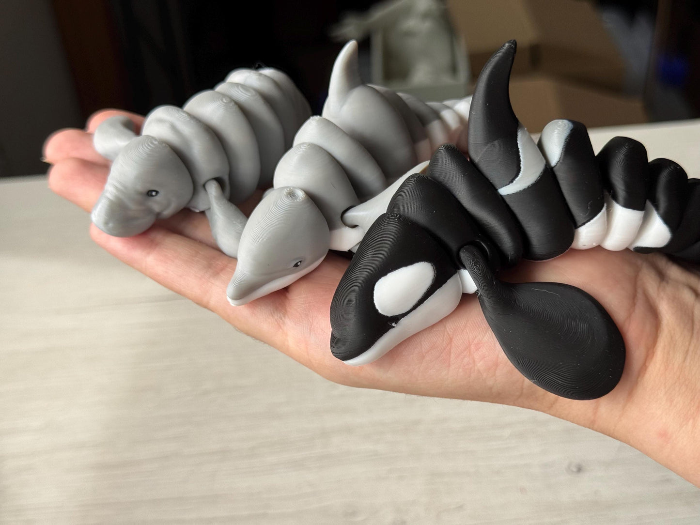 Figuras de Animales Marinos Articulados – Delfín, Orca y Manatí | Figura 3D Articulada | Regalo Original