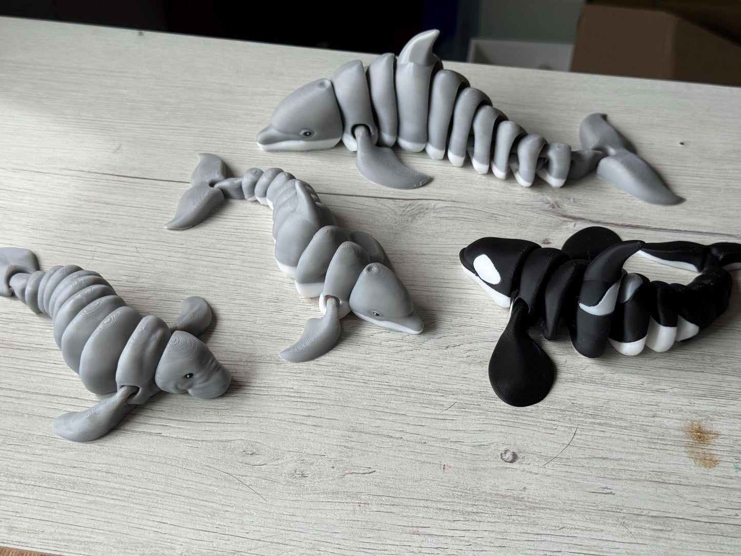 Figuras de Animales Marinos Articulados – Delfín, Orca y Manatí | Figura 3D Articulada | Regalo Original