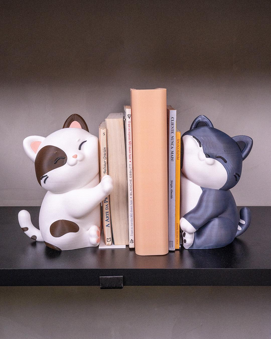 Sujetalibros de Gato – Escultura Personalizable 3D para Estantería | Decoración Book Nook y Regalo para Amantes de los Gatos