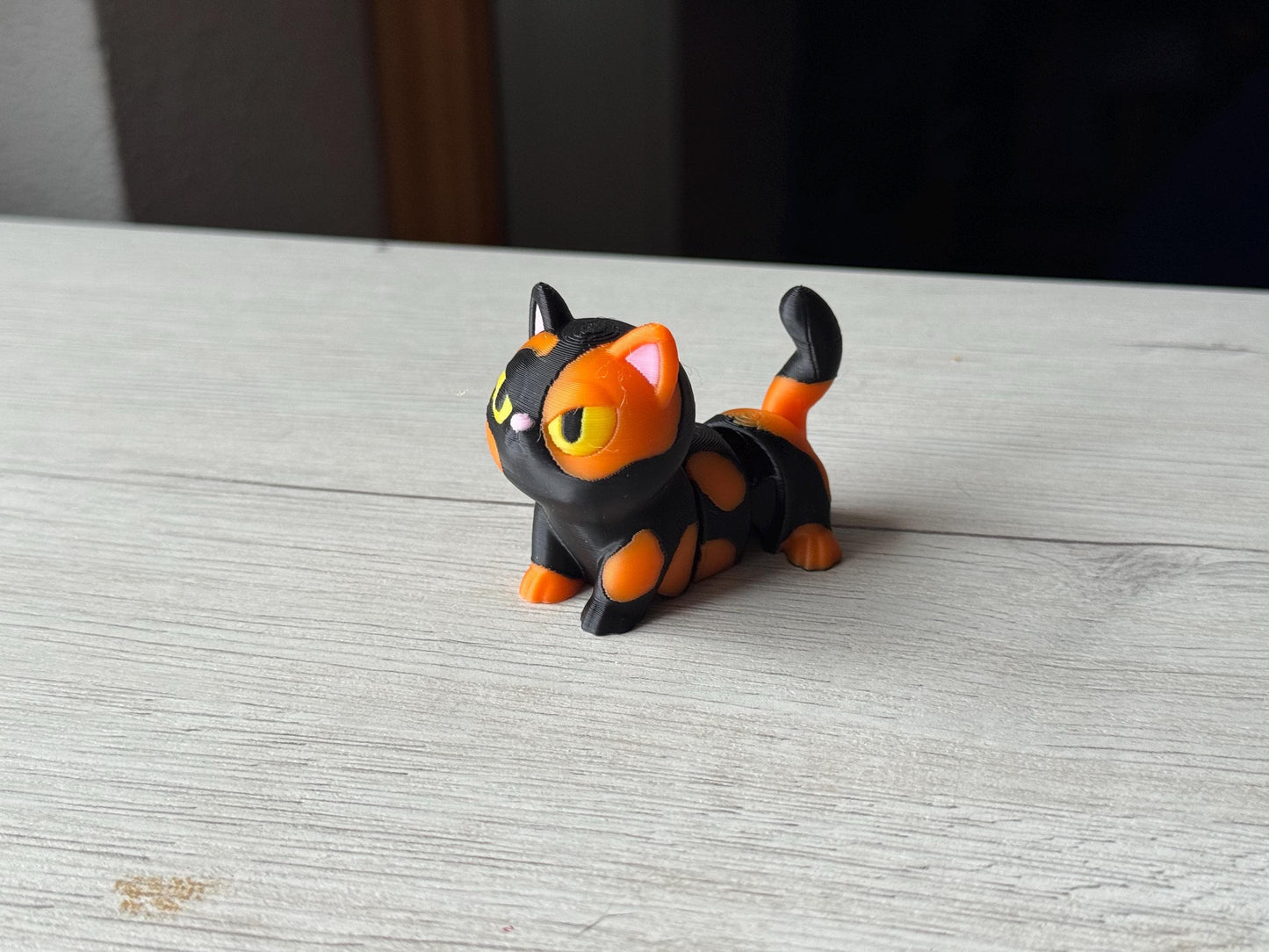 Gato articulado personalizado – Figura 3D impresa en colores Calicó, Esmoquin, Blanco, Negro | Réplica de mascota para amantes de gatos