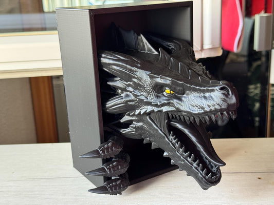 Dragon bookend - Fierce wyvern emerging between books
