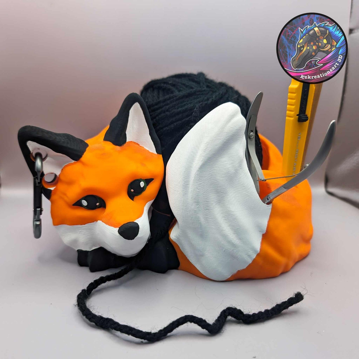 Adorable fox shaped wool bowl, wool holder, holder for storing crochet hooks, knitting needles and more