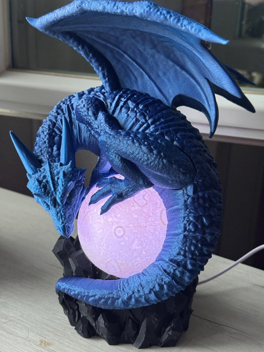Eclipse Dragon Lamp - Dragons among books | home lighting | bookcase decoration
