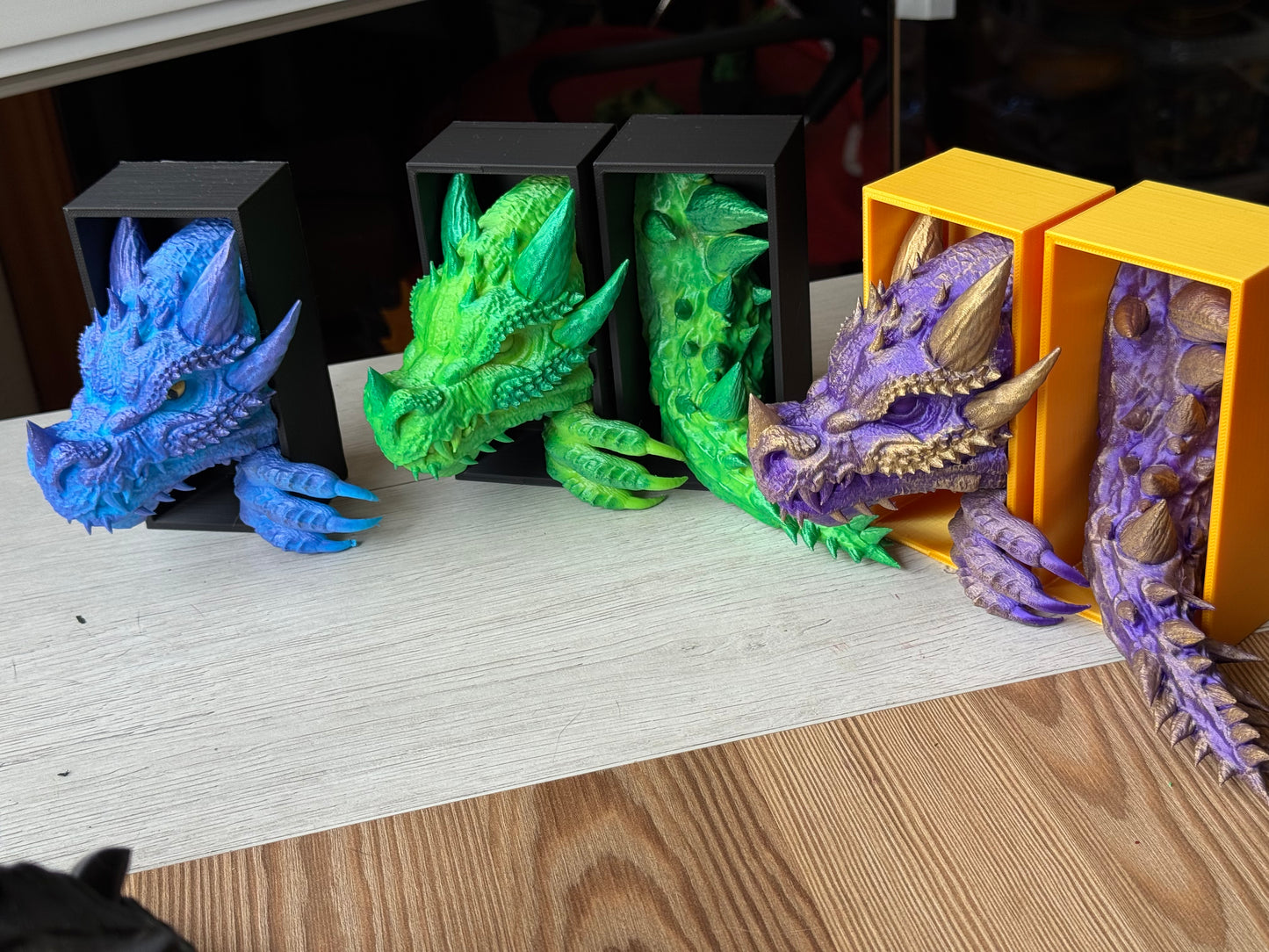 Fierce Dragon Book Nook – Hand-Painted Fantasy Decor for Bookshelves | Unique Gift for Book Lovers | Head + Tail