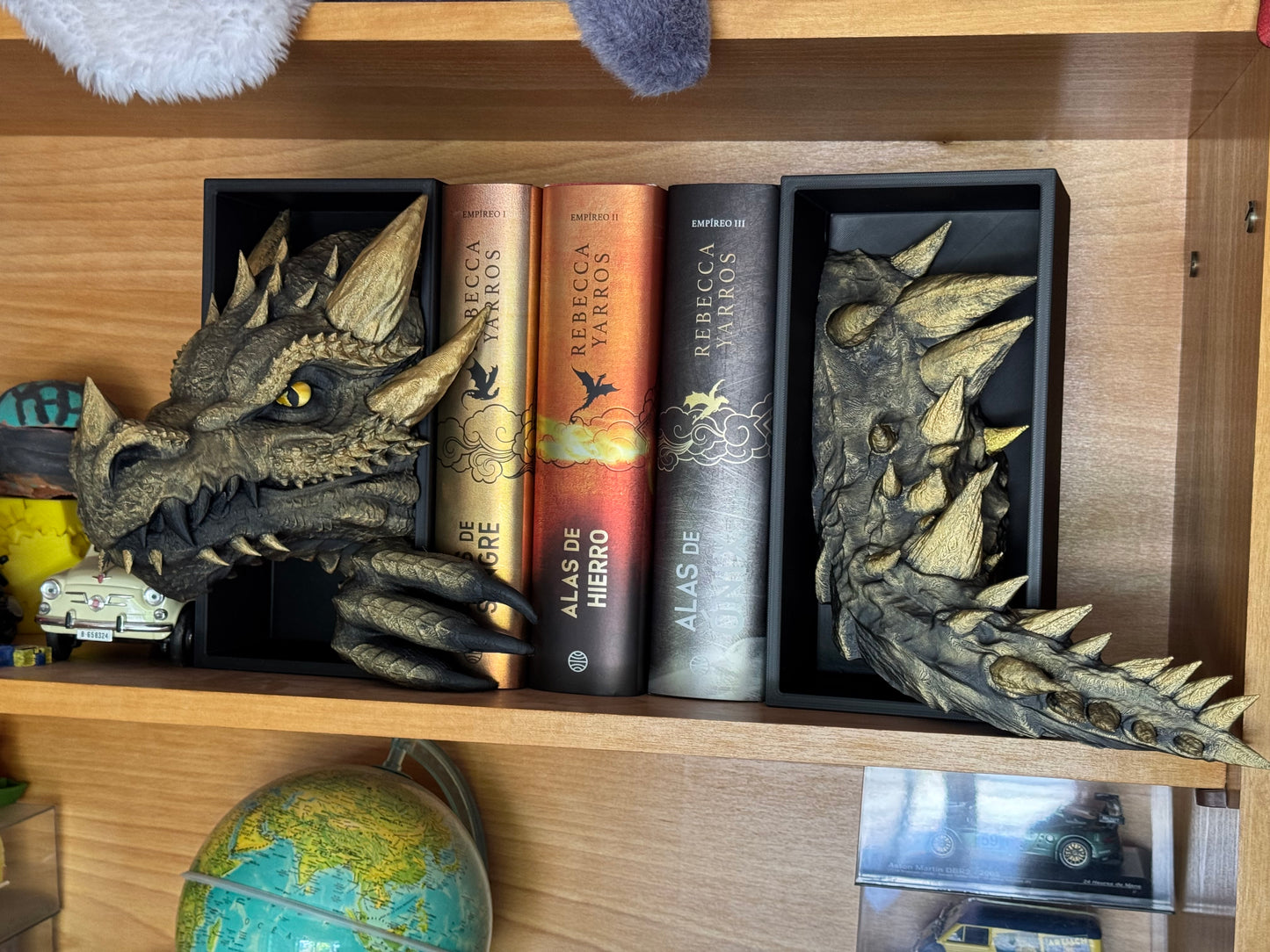 Fierce Dragon Book Nook – Hand-Painted Fantasy Decor for Bookshelves | Unique Gift for Book Lovers | Head + Tail