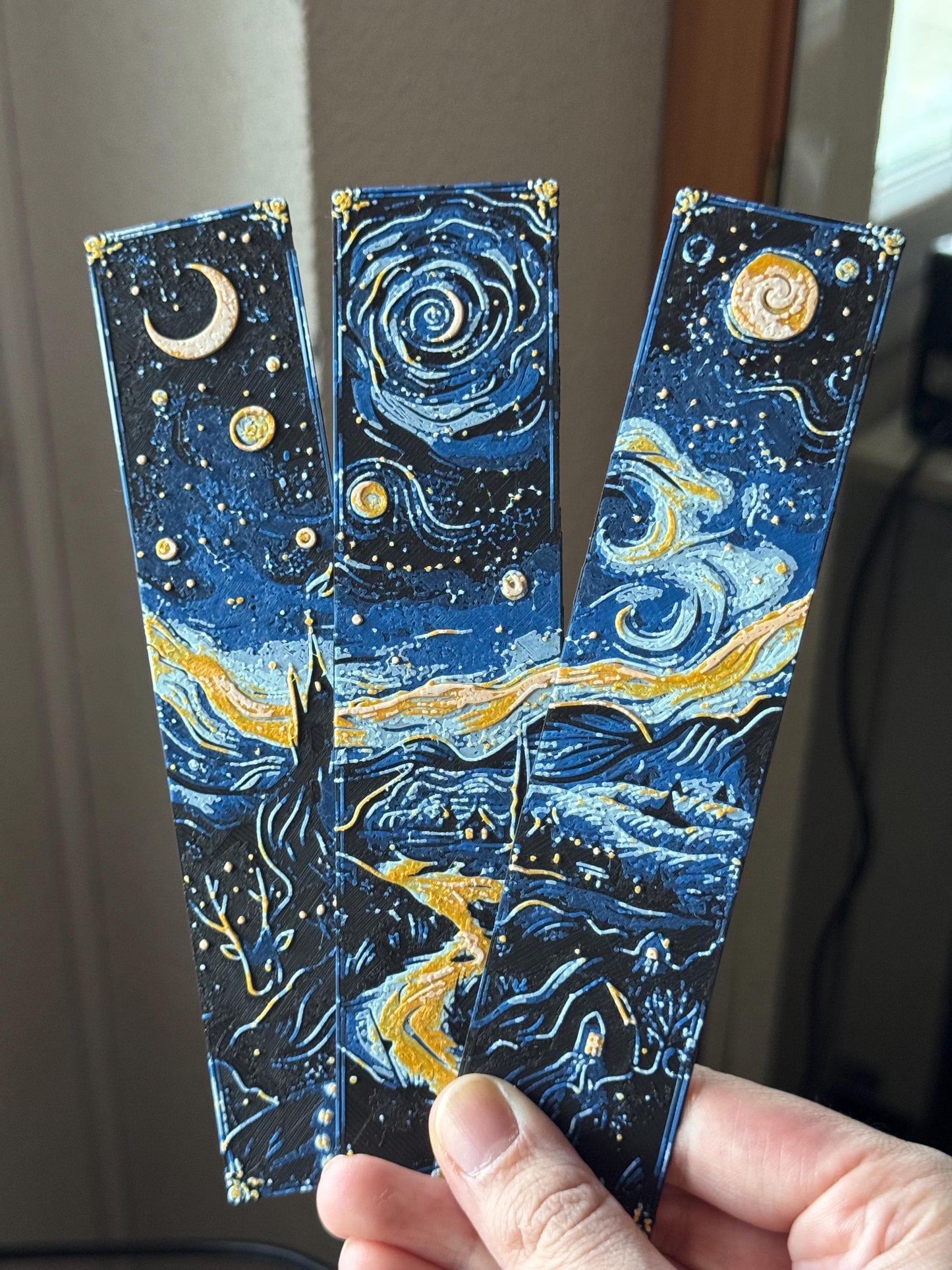 Bookmarks set - starry night, fantasy bookmark, autumn bookmark, starry night bookmark