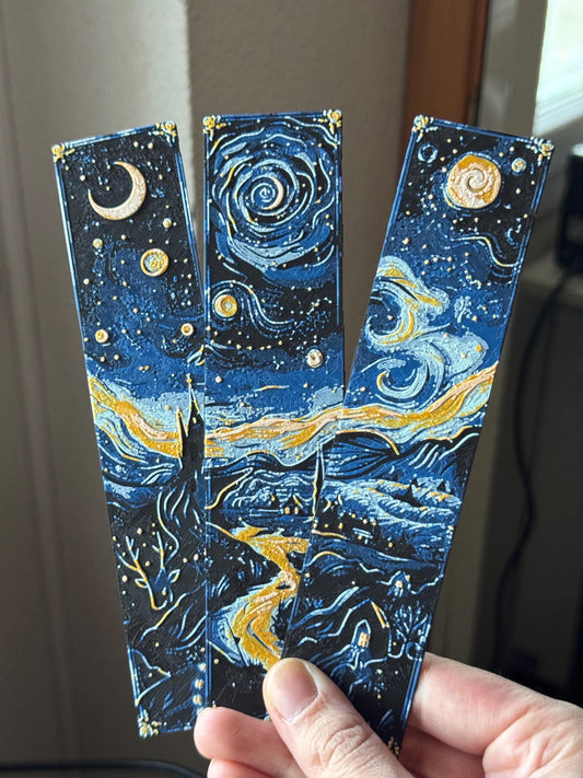 Bookmarks set - starry night, fantasy bookmark, autumn bookmark, starry night bookmark