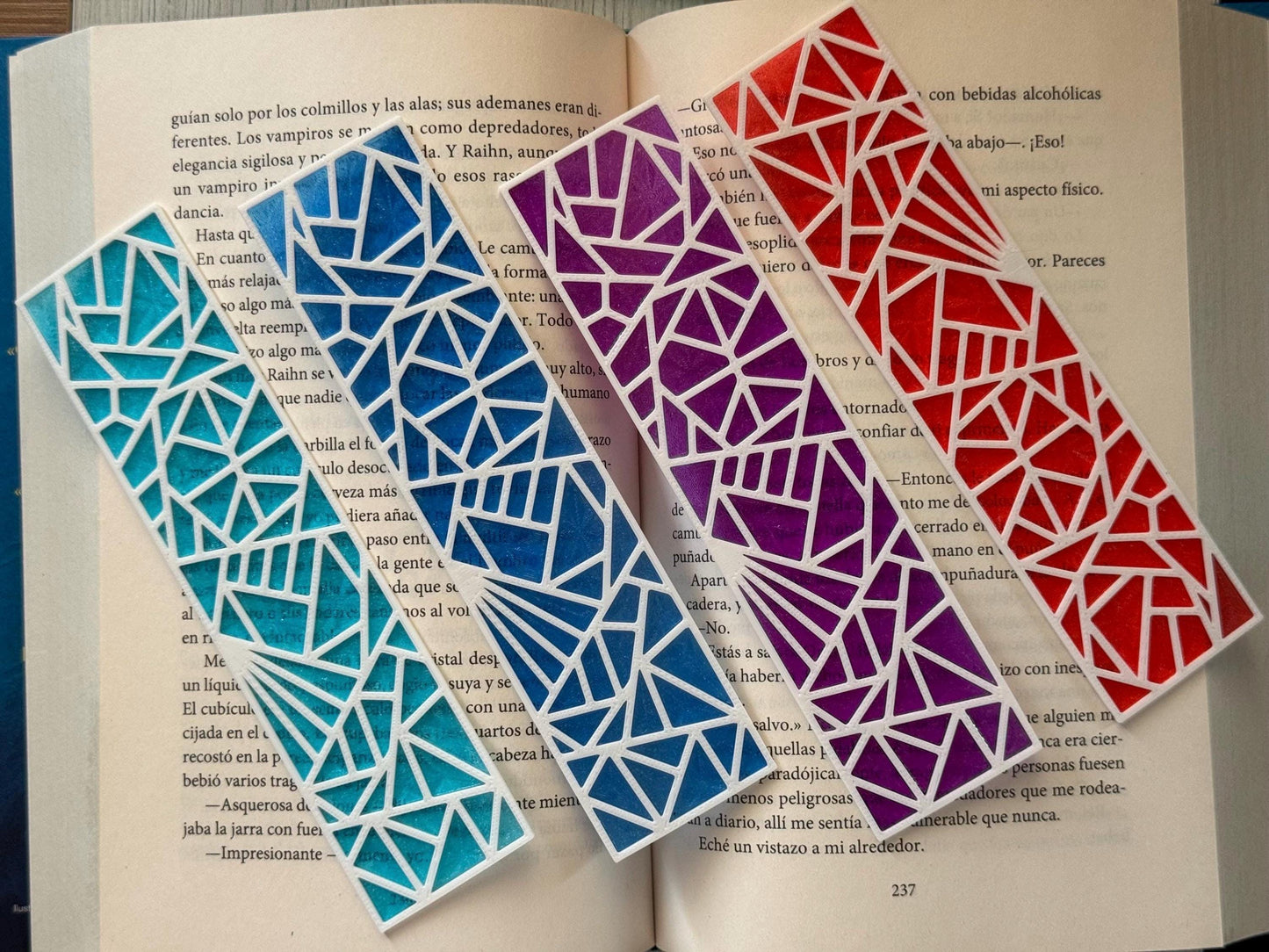 Geometric bookmark - Stained Glass Effect | Translucent Plastic Bookmark | Unique Gift for Book Lovers | Colorful Summer Reading Accessory