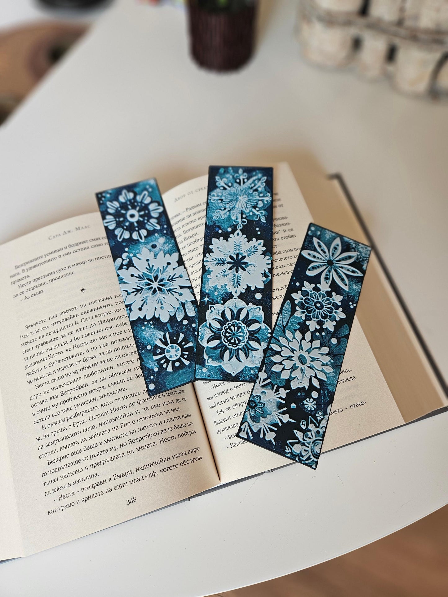 Bookmark "Snowflake Symphony" - Bookmarks, Christmas bookmarks, winter bookmarks, snowflake bookmarks